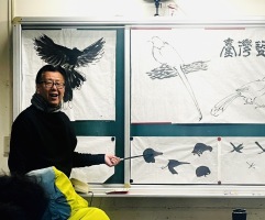 校長藝術課  台灣藍鵲  水墨:IMG_4126